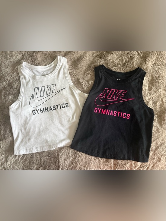 Nike Tops - Nike Swoosh Women’s White & Black Cropped Gymnastics Tank Set - Size Small